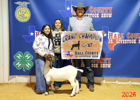 Narobi Espinoza wins Grand Champion Goat at the Hall County Junior Livestock Show Saturday, Jan. 31 in Memphis.