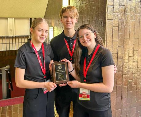 The Public Policy Advocate Level 2 team of Keely Mock, Alexander Varner and Zoe Detwiler advance to the State Leadership Conference, thanks to a first-place finish.