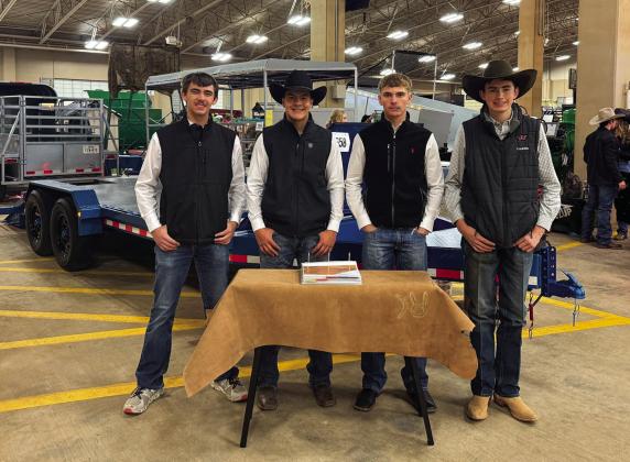 Childress High School Future Farmers of America (FFA) members Kasen Chapman, Kade Maldonado, Creedan Bell and Tripp Tippett place third at the Fort Worth Stock Show and Rodeo Junior Agricultural Mechanics Project Show Friday, Jan. 17-Sunday, Jan. 19 in Fort Worth. Their project, a blue flatbed utility trailer, also won a blue ribbon.