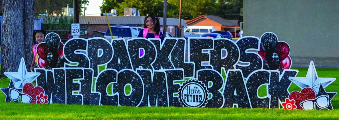 Courtesy Photo Wellington Elementary School’s yard sign greets around 230 students as they enter the building Monday, Aug. 15 for the new school year.