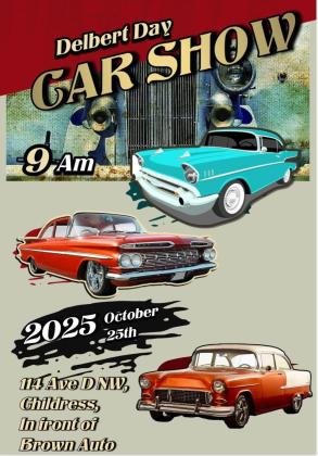 Classic car enthusiasts are invited to the 16th Annual Delbert Day Car Show, celebrating the late Delbert Wilson, at 9 a.m. Saturday, Oct. 25. The show, which will feature classic and custom cars, trucks, motorcycles and more, will take place in front of Brown Auto Supply, located at 114 Ave. D NW, between Main St. and Commerce St. Organizers invite all. Delbert Day Car Show