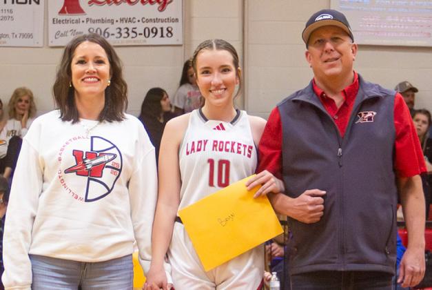 Bryn Phillips is the daughter of Cody and Kim Phillips. Bryn has played varsity basketball for the Lady Rockets for four years. After high school, Bryn plans to attend Texas Tech University to major in human and health sciences.