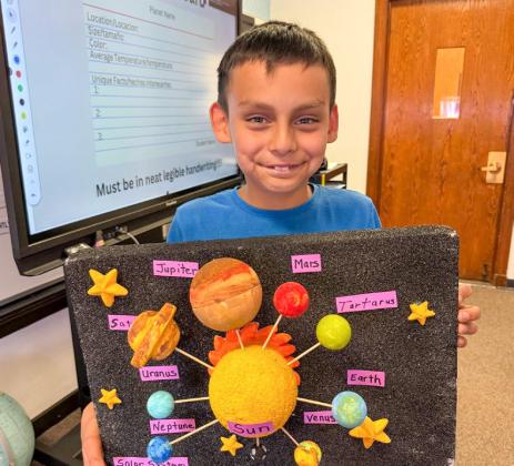 Childress Elementary School fifth-grade students create their own plants. Inspired by real planets in the solar system, students used what they learned to create planets of different sizes, varying numbers of rings and fluctuating atmospheres. Childress Elementary School
