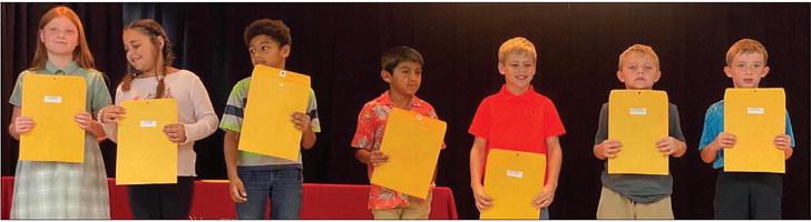 Debbie George’s second graders accepting A-B Honor Roll and Most Improved awards are as follows. From left: Piper Barnes, A-B Honor Roll; Zoey Flores, A-B Honor Roll; Kiah Lewis, A-B Honor Roll; Joshua Orozco, A-B Honor Roll; Hoyt Warren, A-B Honor Roll, Most Improved; Quade Weatherly, A-B Honor Roll; Maverick Orr, A-B Honor Roll, Most Improved.