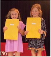 Becky Lampe’s second graders accepting A Honor Roll and American Citizenship awards are as follows. From left: Briley Holton, A Honor Roll, American Citizenship; Raylie Sims, A Honor Roll, American Citizenship.