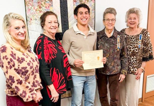 Wellington High School senior Noah Cantu receives recognition as the La Paisana Chapter of the Daughters of the American Revolution 2026 Good Citizen. From left: Czrena Watts, Margret Wood, Cantu, Sharon Starkey, Vada Wood. La Paisana Chapter of the Daughters of the American Revolution