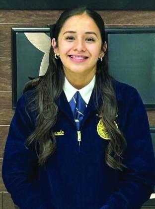Wellington Junior High School eighth-grader Hazel Estrada takes ninth place in Greenhand Spanish Creed Speaking.