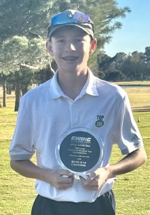 Wellington High School freshman Carter Ouellette garners the Fall Series West Medalist championship, shooting a 78, at Ranchland Hills Golf Club Sunday, Dec. 3 in Midland. Courtesy Photo