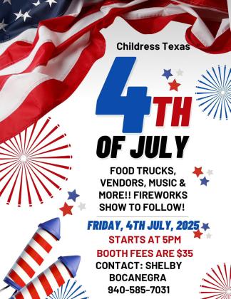 With the Fourth of July Party in the Park just around the corner, vendors are welcomed to reserve booth space, event organizer Shelby Bocanegra said. “Get ready for the Fourth of July park in the Park,” she said. “We will have games, vendors, food trucks and more. This is always a great time to fundraise.” Booth space, which is $35 each, can be reserved by contacting Bocanegra at 940-5857031. An added plus—all proceeds are donated to a local charity, she said. Shelby Bocanegra