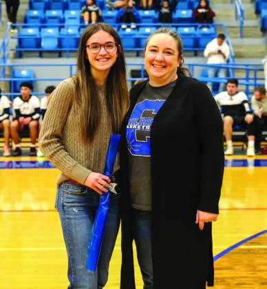 Childress Lady Cat basketball manager Hailey Holder with mother Crista Birney.