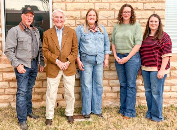 Mesquite Groundwater Conservation District Engineer Bence Close, of Lela; Attorney Keith Good, of Perryton; General Manager Whitney Wiebe, of Wellington; Hydrogeologist Amy Bush, of Abilene; and Administrative Assistant and Field Tech Samantha Bohannon, of Wellington, gather prior to the State of the Water Address at 5:30 p.m. Thursday, March 5 at the Bura Handley Community Center in Wellington. The Red River Sun/Bev Odom