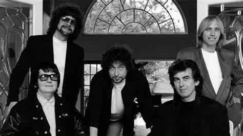 The Traveling Wilburys: Roy Orbison, Jeff Lynne, Bob Dylan, George Harrison and Tom Petty.