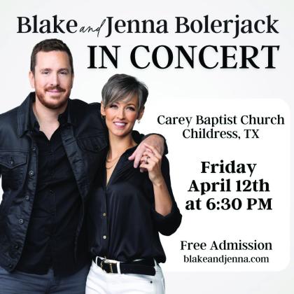 Christian music duo Blake and Jenna Bolerjack to perform in Carey