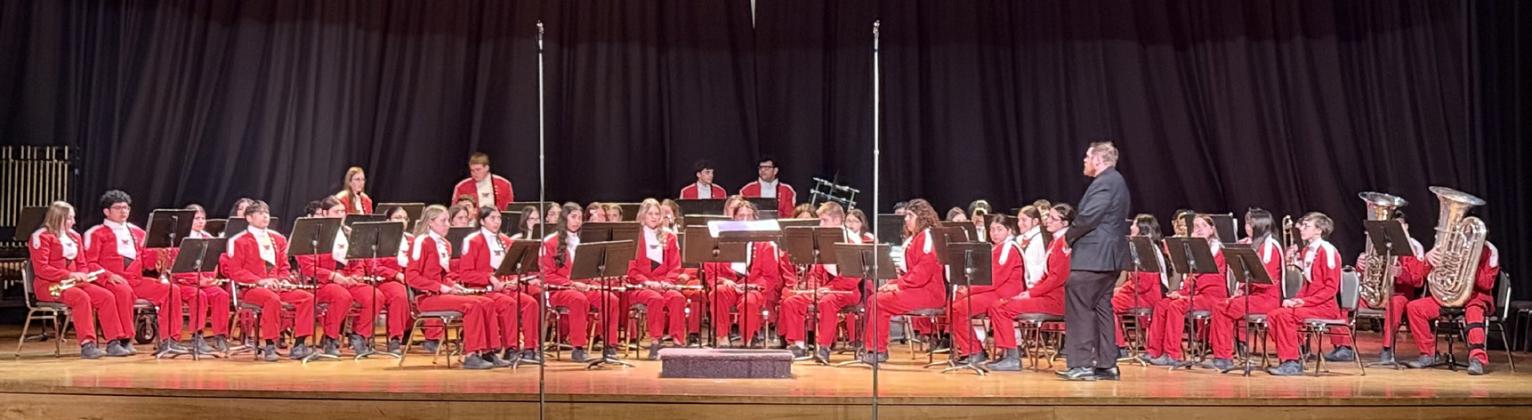 Under the direction of Matthew Newsom assisted by Harley Warrick, the 59-piece Rocket Regiment earns a Division II rating in both concert and sight reading at the Wednesday, March 4 UIL contest in Panhandle. Natasha Mixon
