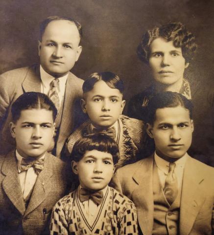 Abraham Family Portrait, including, front row: Edward; second row, from left: Naceeb, Malouf and Tom; third row, from left: Nahim and Alia. Photos Courtesy of Dr. Mike Wolf’s Collection