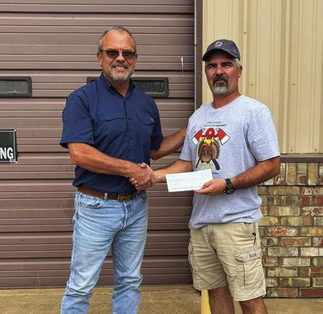 Estelline Volunteer Fire Department is presented a donation by Hall-Donley County Farm Bureau representatives, thanks to Texas Farm Bureau’s Texas Panhandle Wildfire Relief Fund.