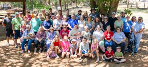 The Langley family gathers amongst Collingsworth County cottonwoods for its 73rd annual reunion. COURTESY PHOTO