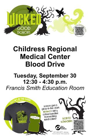 Be a ‘Wicked’ good donor at  Childress Community Blood Drive