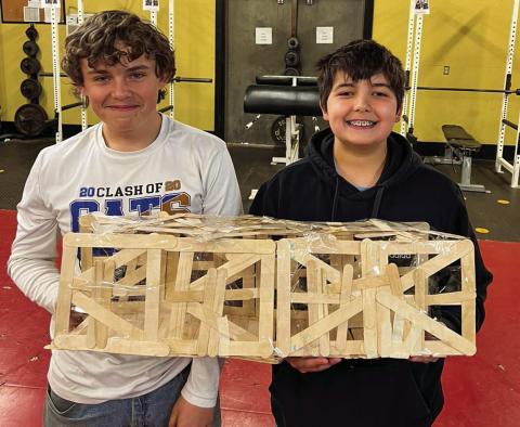 Memphis Middle School robotics teams build bridges, competing against one another to see which team had the best bridge. Photo Courtesy of Memphis ISD