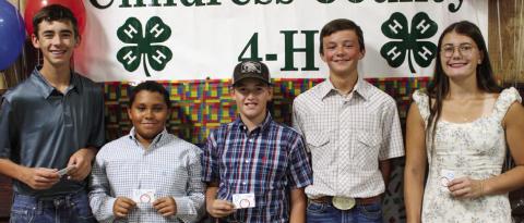 Kasen Chapman, left, Bryson Session, Slade Chapman, Ben Souder, and Taylor Wiseman competed in Ag Product Identification. Not pictured is Kaylee Schupman.