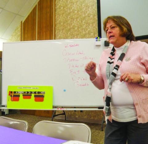 A properly outfitted toolbelt can enable a person to manage stress for a richer, more productive life, Area Agency on Aging of the Panhandle Public Education Administrative Assistant Laurie McAfee said, presenting the final Ready. Set. Thrive! session, offered in partnership between Area Agency on Aging of the Panhandle and Texas A&amp;M AgriLife Extension Service of Childress County, Tuesday, Dec. 17 at the Childress Methodist Church Fellowship Hall. Photo by Grace Holman