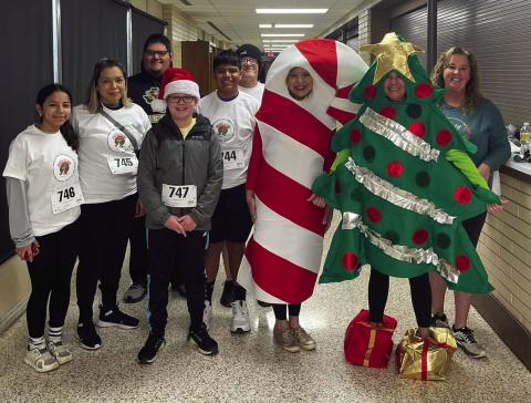 Participants line up prior to the Memphis Independent School District (ISD) Parent/Community Engagement Jingle Bell Run/Walk Saturday, Dec. 3 at Memphis High School. Memphis ISD thanks Blooms and Bolls, The Cottage, Fat &amp; Happy BBQ, Memphis Chamber of Commerce, Mimi’s Bakery, Morgan Jaynes Boutique, The Rock Inn Café, Sonic and Thriftway for the donation of door prizes. Photo Courtesy of Memphis ISD