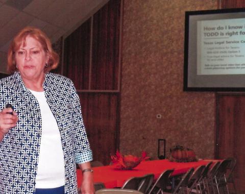 Area Agency of Aging (AAA) of the Panhandle Licensed Baccalaureate Social Worker (LBSW) Laurie McAfee presents information on Texas’ Transfer on Death Deed (TODD) at the November Adult Fellowship Luncheon at Childress First United Methodist Church. On file, a TODD enables a person, upon death, to transfer real estate without probation. Photo by Grace Holman