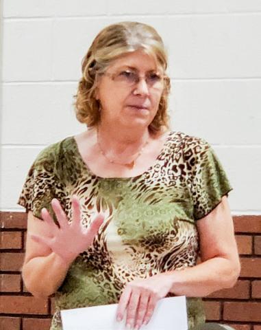 Kimberly Hill provides information about the upcoming Red Marble Ministries Golf Tournament at the recent Memphis Lions Club luncheon. The fourperson, 18-hole scramble tournament, which will be held Saturday, Aug. 19, will benefit Hall County Meals on Wheels, as well as the Panhandle Community Services Hygiene Closet. The Memphis Lions Club is a proud t-box sponsor. Photo Courtesy of Memphis Lions Club