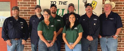 Greenbelt Electric Cooperative’s staff receive service year pins at its recent 87th Annual Membership Meeting, including: front row, Cathy Needham, 20 years; Maria Avalos, five years; back row, Stephen Bodine, 20 years; John Neeley, 15 years; Chance Henson, 10 years; Jonathan Killian, 20 years; Kevin McAnear, 15 years; and Randy White, 25 years.