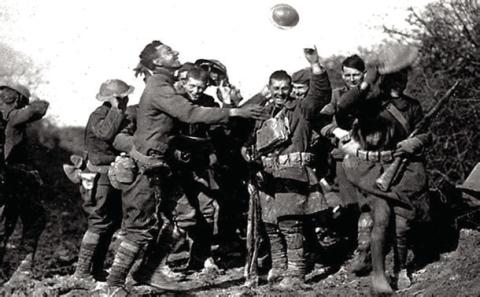Armistice announced on the front lines. Floyd Killough Collection