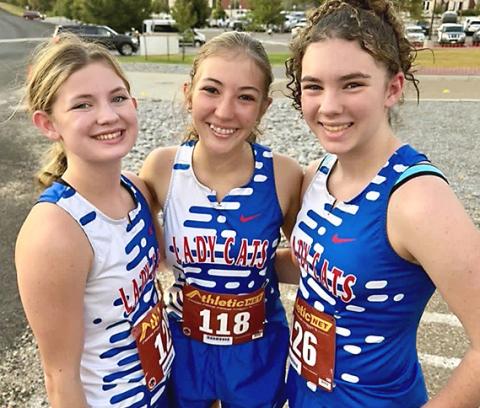 Childress Lady Cats Piper Timmons, Claire Davis and Libby Sanford compete at the 2026 Jeep Webb Classic Saturday, Sept. 5, in Borger. CHILDRESS BOBCAT BOOSTERS