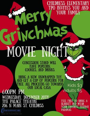 ChildressTPO to hold Merry Grinchmas Movie Night