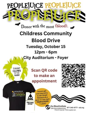 Childress Community Blood Drive seeking ‘peoplejuice’