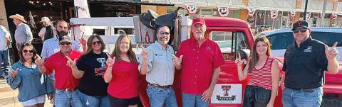 The Texas Tech Alumni Association - Wellington Chapter Board of Directors show their support of the students. From left, Kendra Hedrick, Vice President Tate Baumgardner, Taylor Allred, Landey Waters, Colby Anderson, Drew Taylor, Joe Baumgardner, President Alison Strickland and Secretary/Treasurer Mark Lemons.