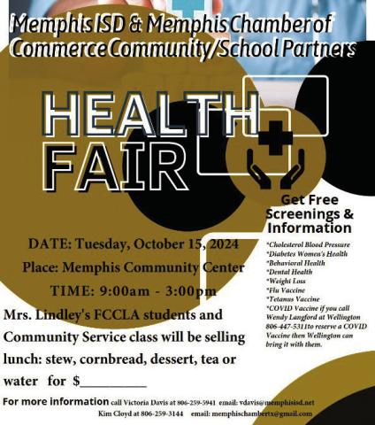 Memphis ISD,Memphis Chamber of Commerce partnering up for annual health fair