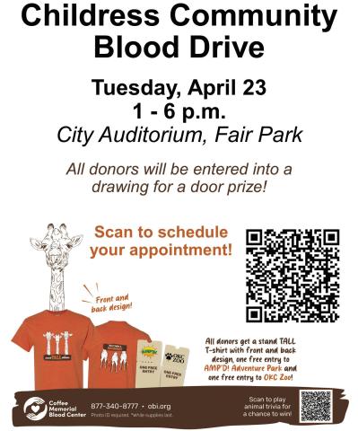 ‘Stand tall and donate’at Childress Community Blood Drive