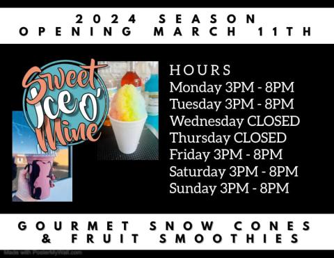 Sweet Ice O’Mine to reopen March 11 for 2024 season