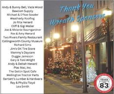 Collingsworth County Chamber of Commerce appreciates the generosity of individuals and businesses that donated funds to purchase wreaths for the new downtown light poles. The special touch added to the festive Christmas spirit of the Collingsworth County Courthouse Square. Courtesy Graphic