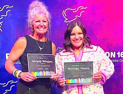 The Region 16 Education Service Center in Amarillo recently recognized 31 outstanding teachers as nominees for the Elementary and Secondary Teacher of the Year Awards. Michelle Branigan was nominated for the secondary award, and Mercedes Altman was a nominee for the elementary award. MISD is very proud of the work that Mrs. Altman and Ms. Branigan do for Memphis students. MISD PHOTO