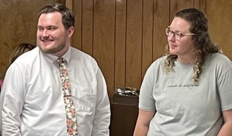 Neil and Alyssa Stidolph say farewell to the Bowie St. Church of Christ congregation on Sunday, May 25. Courtesy Photos