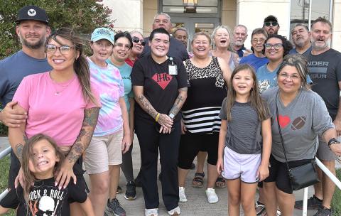 Community members gathered at the Childress County Courthouse recently to pray for the roots of home. INTREPID PHOTO / AARON RAMOS