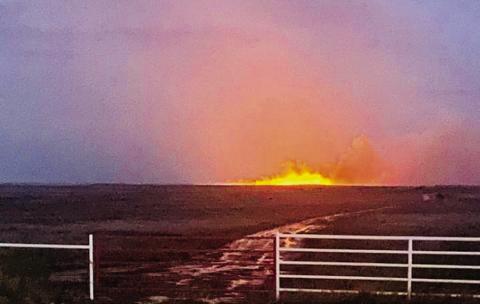 Wellington Volunteer Fire Department (VFD) responds to a mutual aid request with the Childress Fire Department on the Vest Ranch, located south on Hwy 83. Making a team effort, the firefighters were able to extinguish the fire, according to the Wellington VFD. Photo Courtesy of Wellington Volunteer Fire Department