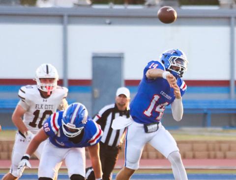 Childress quarterback Koen Galligan, #14, was named one of Press Pass Sports’ top performers. CHILDRESS HIGH SCHOOL YEARBOOK
