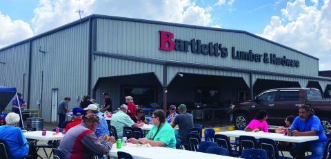 Patrons take part in the Bartlett’s Lumber &amp; Hardware’s 85th anniversary celebration on Hwy 83 in Wellington Saturday, Sept. 3. The Red River Sun/Bev Odom