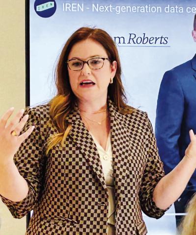 IREN Community and Employee Relations Manager Nicole Dill, of Childress, describes the Bitcoin industry to Collingsworth County Retired School Personnel at their recent meeting. Courtesy Photo