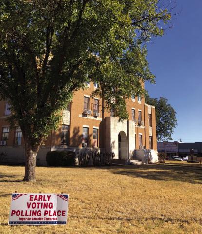 Collingsworth County residents can vote early through Nov. 1 at the courthouse. Weekend hours of 7 a.m.-7 p.m. Saturday, Oct. 26, and 9 a.m.-3 p.m. Sunday, Oct. 27, are even available. The Red River Sun/Bev Odom