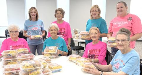 The Hearts United Give Support (HUGS) Board of Directors, including Nancy Harris, Marcy Sessions, Carolyn Keller, Donnie Carter, Norma Spillman, Lennie Statham, Sharon Starkey, and Whitney Wiebe, appreciate the overwhelming support of the Chicken Salad Box Lunch fundraiser on Friday, Oct. 9. The event raised almost $2,500 to help cancer patients living in Collingsworth County with treatment travel expenses. INTREPID PHOTO / BEV ODOM
