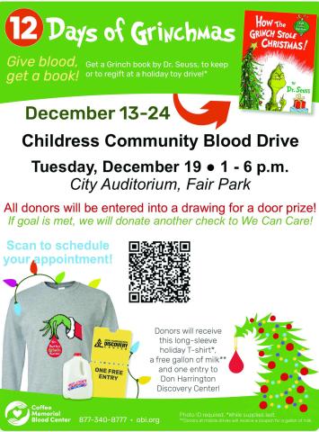 Coffee Memorial to host Childress Community Blood Drive