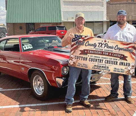 Leslie and Carson Lambert from Childress – overall winner for the Car Show. HALL CO. TX PICNIC ASSN.