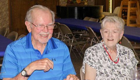 Joe and Natalie Steele were guests at the July monthly Fellowship Luncheon at Childress Methodist Church. Joe Steele, a retired anesthesiologist from Childress Regional Medical Center, described his services as a member of the U.S. Army Nurses Corps, showing photographs and certificates from the corps. Attending the luncheon were Alyiah Grace Arellano, Anne Fromm, Christina Rojas Garza, Regina Henley, Grace Holman, Lila Hoobler and Dianne Philliips. COURTESY PHOTO / GRACE HOLMAN